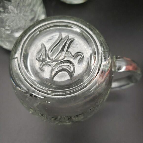 Princess House Fantasia Mugs Set of 4 Pressed Glass 4" 1965-2020 Floral - Picture 7 of 8